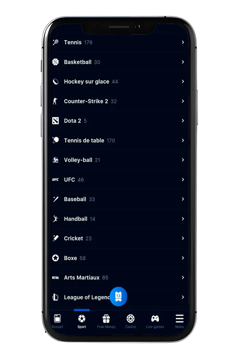 Capture d'écran de l'application mobile